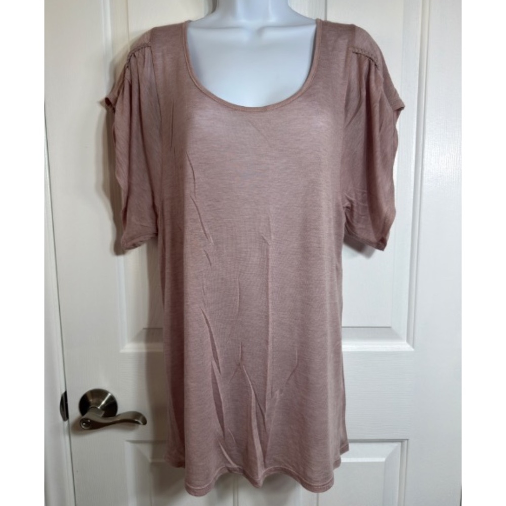 Three Dots Blush Pink Short Sleeve Blouse